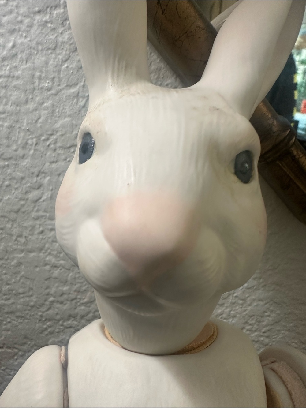 Ceramic bisque Articulated Bunny Doll with blue  glass eyes - Picture 5 of 7